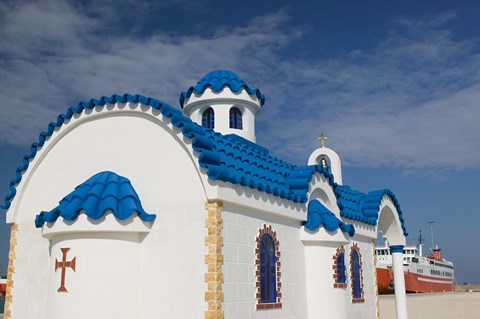 Framed Greek Orthodox Chapel, Port of Kyllini, Peloponnese, Greece Print