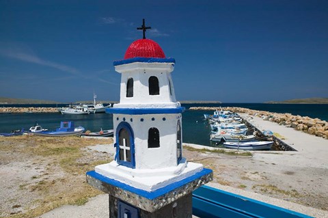 Framed Miniature Fishing Harbor Chapel, Sigri, Lesvos, Mithymna, Northeastern Aegean Islands, Greece Print
