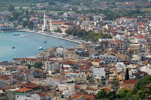 Framed Morning Town View from Venetian Kastro Castle, Zakynthos, Ionian Islands, Greece Print
