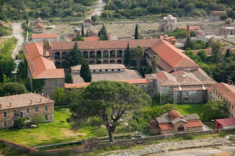 Framed Overview of Limonos Monastery, Filia, Lesvos, Mithymna, Aegean Islands, Greece Print