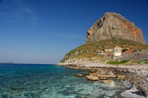 Framed Greece, Peloponnese, Rock of Monemvasia Print