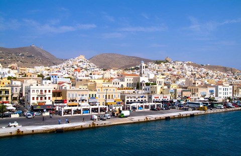 Framed Greek Island of Siros, Greece Print