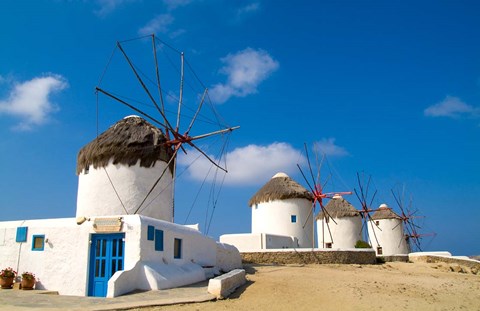 Framed Traditional Windmill, Mykonos, Greece Print