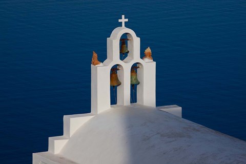 Framed Greece, Santorini, Imerovigli, Church Bell Tower Print