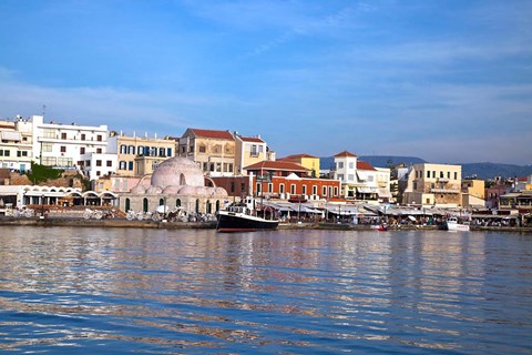 Framed Old Harbor, Chania, Crete, Greece Print