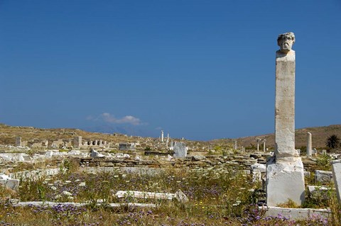 Framed Greece, Cyclades, Delos Ancient Architecture Print