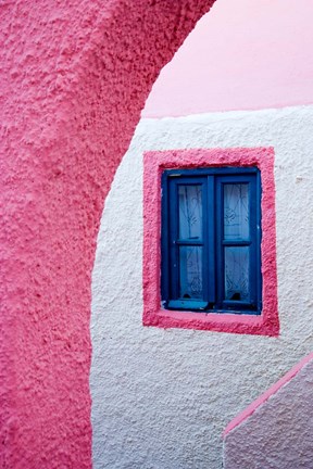 Framed Colorful Pink Building, Imerovigli, Santorini, Greece Print