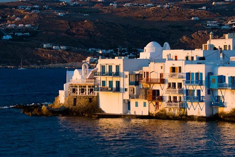 Framed Shoreline of Little Venice, Hora, Mykonos, Greece Print