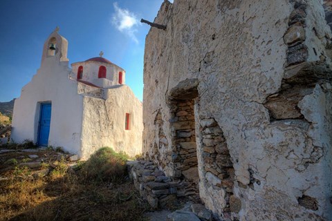 Framed Old building and Chapel in central island location, Mykonos, Greece Print