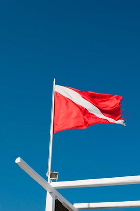 Framed Diving Flag, Mykonos, Cyclades, Greece Print