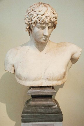 Framed Antinous Bust, Statue, Athens, Greece Print