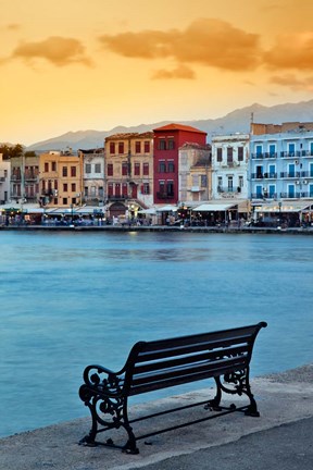 Framed Chania at dusk, Chania, Crete, Greece Print