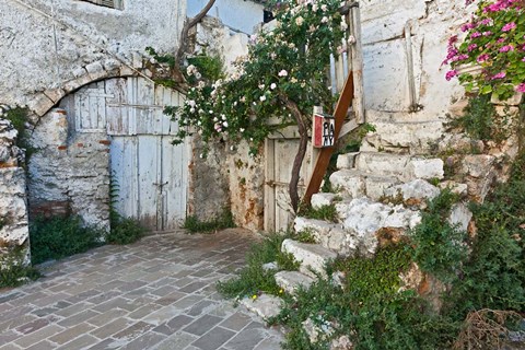 Framed Old door, Chania, Crete, Greece Print