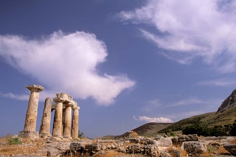 Framed Ruins of the Temple of Apollo, Corinth, Peloponnese, Greece Print