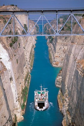 Framed View of Corinth Canal, Corinthia, Corinth, Peloponnese, Greece Print