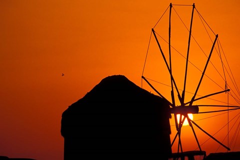 Framed Mykonos Windmills, Greece Print