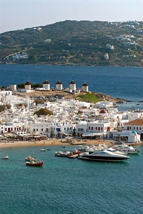 Framed Greece, Mykonos, Chora, Inner Harbor of Mykonos Print