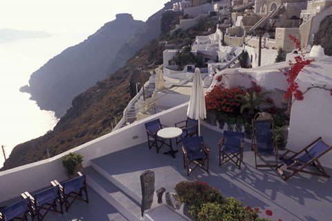 Framed Hotel Between Fira and Imerovigli, Greece Print