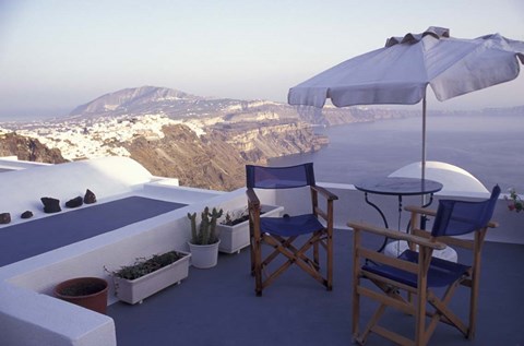 Framed View Toward Caldera, Imerovigli, Santorini, Greece Print