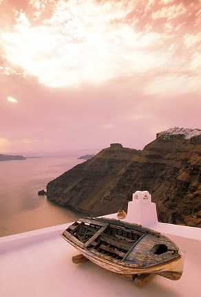 Framed Imerovigli Viewed from Thira, Santorini, Cyclades Island, Greece Print