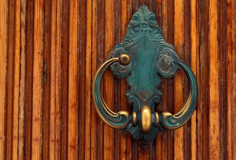 Framed Door Knocker, Santorini, Greece Print