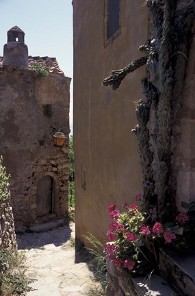 Framed Narrow cobblestone Pathway, Monemvasia, Greece Print