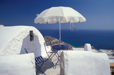 Framed Terrace Overlooking Aegean Sea, Anafi, Cyclades Islands, Greece Print