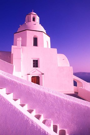 Framed White Dome of Greek Church, Santorini, Greece Print