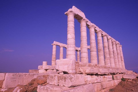 Framed Ruins on Cliff in Cape Sounion, Poseidon, Greece Print