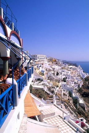 Framed View from Cliffs, Santorini, Greece Print