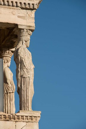 Framed Greece, Athens, Acropolis The Carved maiden columns of the Erectheum Print