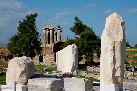 Framed Greece, Corinth Doric Temple of Apollo Greece behind The Rostra Print