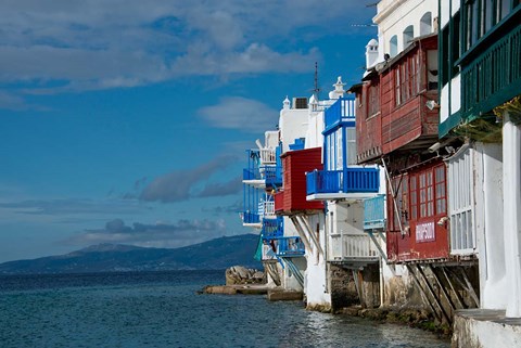 Framed Greece, Cyclades, Mykonos, Hora &#39;Little Venice&#39; area Print
