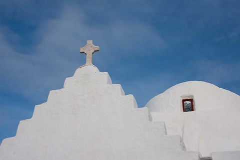 Framed Greece, Cyclades, Mykonos, Hora Typical church rooftop Print