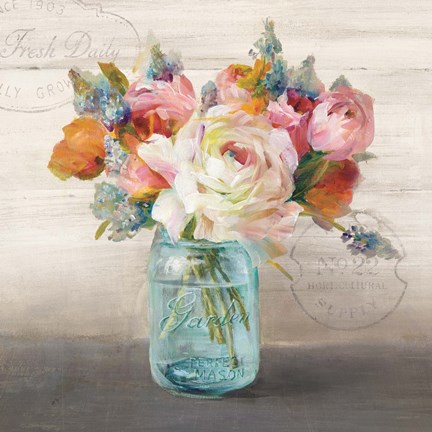 Framed French Cottage Bouquet II Print