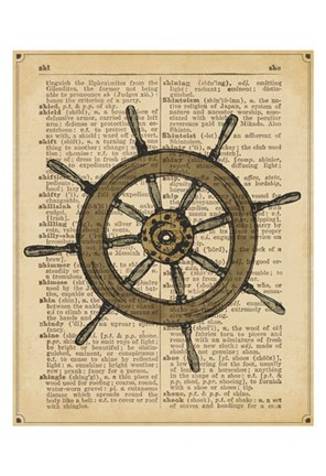 Framed Nautical Series - Ship Wheel Print