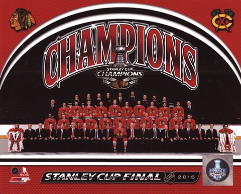 Framed Chicago Blackhawks 2015 Stanley Cup Champions Team Sit Down Photo Print