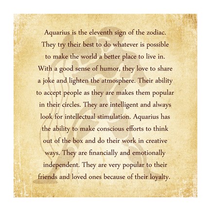 Framed Aquarius Character Traits Print
