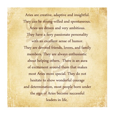 Framed Aries Character Traits Print