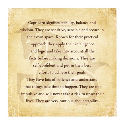 Framed Capricorn Character Traits Print