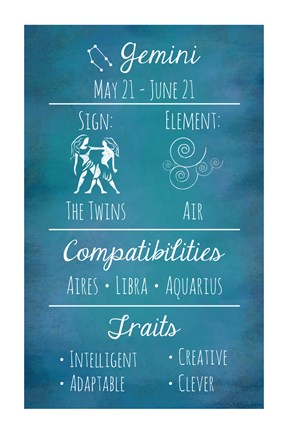 Framed Gemini Zodiac Sign Print