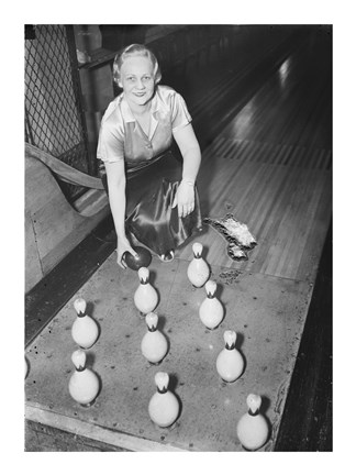 Framed Bowling Alley, 1936 Print