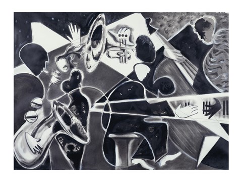 Framed Black and Blue Print