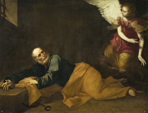 Framed Saint Peter Freed by an Angel, 1639 Print