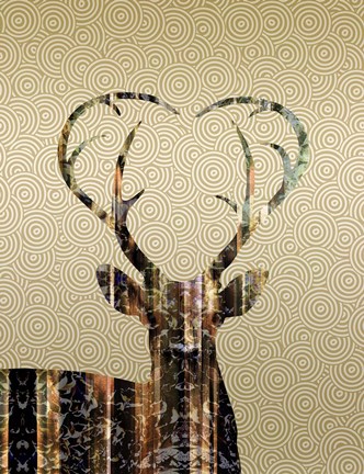Framed Deer Gold Print