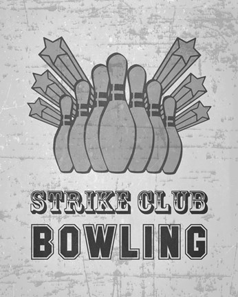 Framed Strike Club Bowling - Gray Print