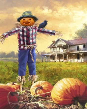 Framed Halloween Scarecrow Print