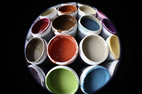 Framed Color Cups &amp; Tape 16 Print