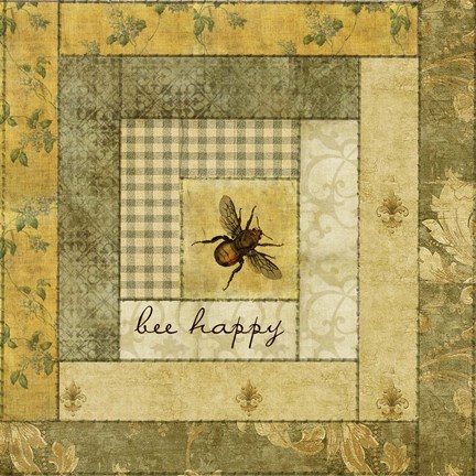 Framed Bee Happy Quilt Print