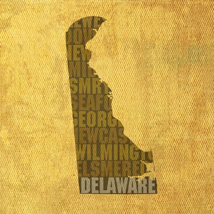 Framed Delaware State Words Print